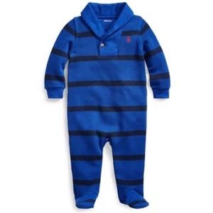 Ralph Lauren Baby Boys Striped Shawl-Collar Coverall size: 6 Months NWT.